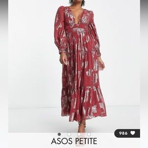 ASOS petite metallic midi dress